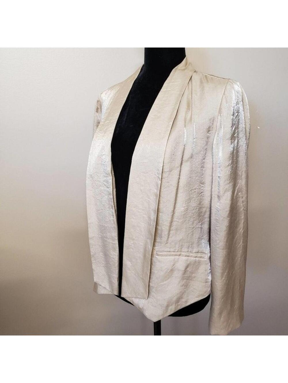 LKNW Chico's Gold Metallic open drape jacket ! 6 8 - Picture 2 of 8